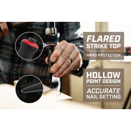 Spec Ops Tools Nail Set Punch 3-Piece Kit Includes 1/32", 1/16", 3/32", Shock-Absorbing Grip, 3% Donated to Veterans Black/Tan