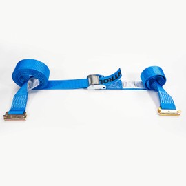 US Cargo Control E Track Cam Buckle Strap - 2 Inch X 20 Foot Blue E Track Strap - Spring E Fittings - Easily Secure Cargo in an Enclosed Van Trailer - 833 Pound Working Load Limit - 2 Pack