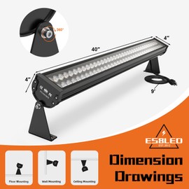 72W LED Linear Floodlight, 5700K Crystal Bright White, Adjustable Lighting Directions, Waterproof LED Wall Washer Light Bar for Outdoor Batting Cages, Commercial Advertising Billboards, Car Washing