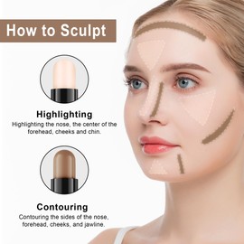 FV 2-IN-1 Contour and Highlighter Stick, Long Lasting and Waterproof, Blendable with Natural Finish Bronzer Stick, Face Shaping Makeup for Women, 01 Medium, 9.5g