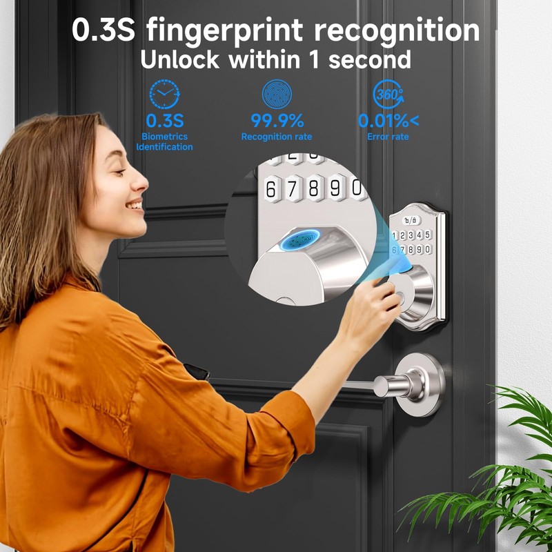 keyless Entry Door Lock deadbolt with Handle Set- Front Door