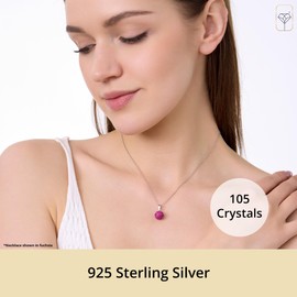 925 Sterling Silver Sapphire Crystal Pendant Necklaces for Women | 18 Inch Hypoallergenic Blue Crystal Pendant | Anti-Tarnishing Blue Sapphire Ball Necklace by MAX + STONE