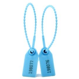 Plastic Tamper Seals, Zip Ties for Fire Extinguishers Pull Tite Security Tags Numbered Disposable Self-Locking Signage Tie 250mm Length (100 PCS, Light Blue)