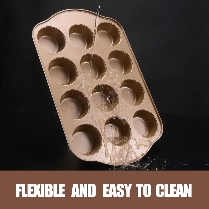 Nonstick Muffin & Cupcake Pan Set (2 Pack) 12 Cup