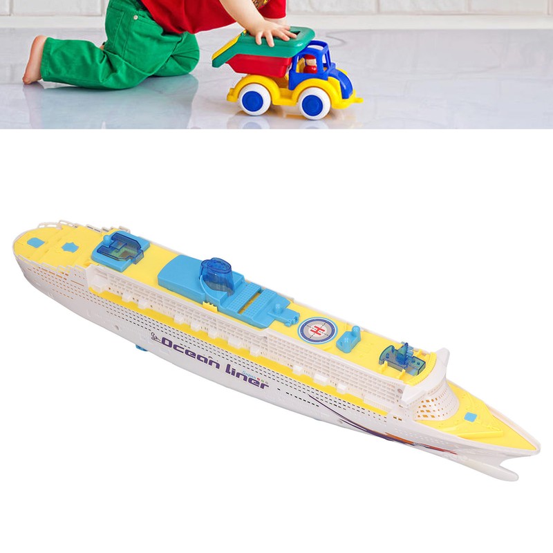 Kids Cruise Ship Model Sound Effects LED Light Universal Rotation