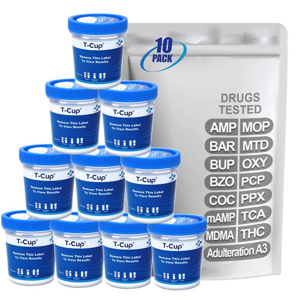 MiCare [10pk] - 14-Panel Multi Test Cup (AMP/BAR/BUP/BZO/COC/mAMP/MDMA/MOP/MTD/OXY/PCP/PPX/TCA/THC with A3) #MI-TDOA-1145A3
