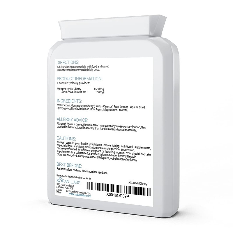 Montmorency Cherry - 90 Capsules - 1500mg per Capsule of