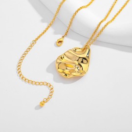 LILIE&WHITE Gold Textured Necklace for Women – Elegant Modern Design with Fine Chain, Unique Women Jewelry, Gift for Her, Stylish Fashion Accessory