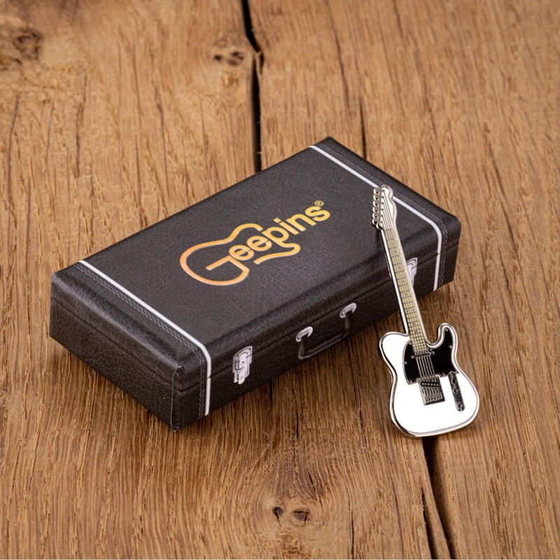 Geepins White Tele Guitar Pin Badge | Miniature Brooch |