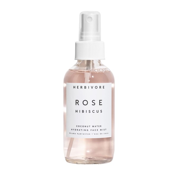 HERBIVORE Rose Hibiscus Coconut Water Hydrating Face Mist – Natural Dewy Glow, Organic Rose Water + Vegan Hyaluronic Acid, Plant-based, Vegan, Cruelty-free, 4 oz