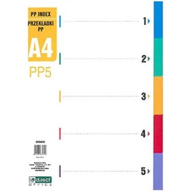 D.RECT Dividers for A4, PP5, 5 Dividers, Ring Binder Index Tabs with Number Print 1-5, Multicoloured, Polypropylene Colour Dividers