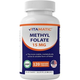 Methyl Folate L-Methylfolate 15mg (Folate 25000mcg) Maximum Potency Active 120Caps homocystein