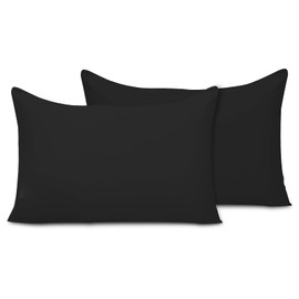Pamposh Pillow Cases 2 Pack Premium Brushed Microfibre Pillow Covers (Black)