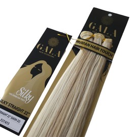 GALA BY IBEAUTY Silky Extension Cabello Lacia 100% Fibra Natural 22 Pulgadas (#27/613 RUBIO DORADO CON LUCES BEIGE), 1.0 unidad