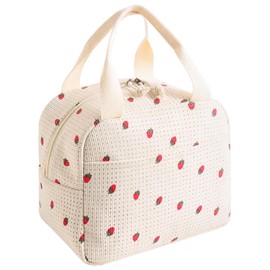 KSVFTB Lunch Bag for Women, Strawberry White Lunch Bag for Women, Adults Kids Packed Lunch Box Tote Bag Cute Girls Ladies Lunch Bags for Work School Picnic Travel Beach Gifts