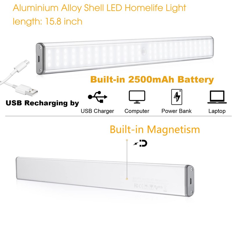 MOSTON Super Bright Rechargeable Closet Lights 78 LED Motion Sensor