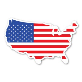 United States Shaped American Flag Sticker by Magnet America is 5" x 8" Made for Vehicles, Laptops, and Refrigerators