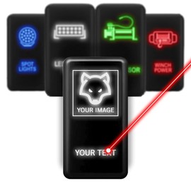 Push Switch with Backlit Symbol Backlight ON-Off with Connector Wire Kit Compatible with Toyota Tacoma Tundra 4Runner FJ Cruiser etc - [Custom Logo] - Size 0.83 x 1.54 x 2.3 inches - White