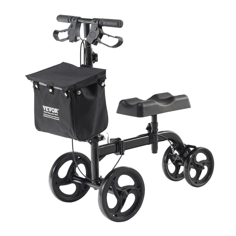 Knee Scooter Carbon Steel Folding Knee Walker Recovery Scooter 300LB