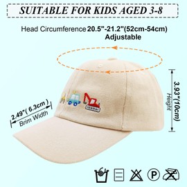 FYBW Tractor Hats for Kids, Cute Embroidered Excavator Toddler Baseball Cap Adjustable Sun Hat for Boys Girls Age 3-8(BH01 Beige)