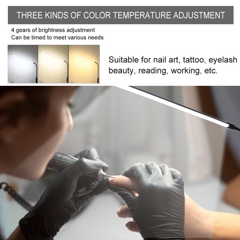 Long Arm Flexible LED ClipOn Beauty Tattoo Lamp Dimmable Nail