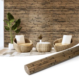 Art3d Natural Bamboo Wall Panel for Interior Wall Decor, Renewable Pole Wrap Wainscoting Paneling for Wall Ceiling Furniture Cabinet Office, 48 x 96 Inch - Dark Burned