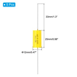 PATIKIL 0.68uF 250 V Frequency Divider Capacitor, 5 Pcs Axial Audio Speaker Crossover Step-less Film Capacitor MKP Capacitor for Audio Equipment Appliances, Yellow