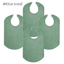 Paquete de 4 baberos impermeables para adultos para hombres y mujeres, baberos para adultos mayores | Protector de ropa absorbente y lavable para pers