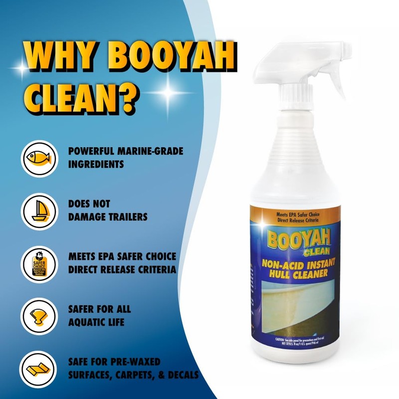Booyah Clean Non-Acid Instant Hull Cleaner (Quart) – Removes Water