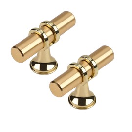 Haliwu 10 Pack Gold Cabinet Knobs, Brushed Brass Handles Kitchen Cabinet Knobs Champagne Gold Pulls Kitchen Hardware, Single Hole Pull