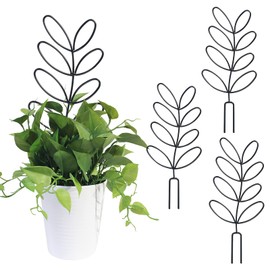 OPUHOHR 3 Pcs Leaf Shape Plant Trellis for Climbing Plants, 12.2 inch Plant Trellis Indoor, DIY Climbing Trellis Flower Pots Supports for Garden Potted Plantfor Flowers Indoor Outdoor