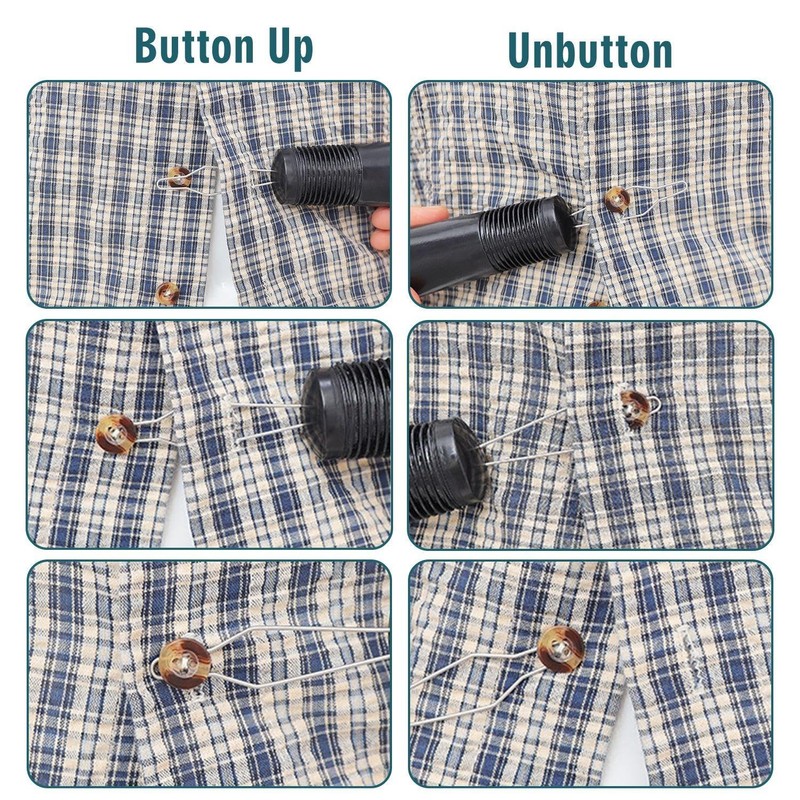 Pack of 2 Black Button Fasteners Elderly Dressing Aid Aid