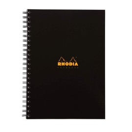 Rhodia - Ref 119232C - Hardback Casebound Business Book (160 Pages) - A4 Size, Lined Rulings, 90gsm Vellum Paper, Year Planner on the Inside Front Cover - Black Cover