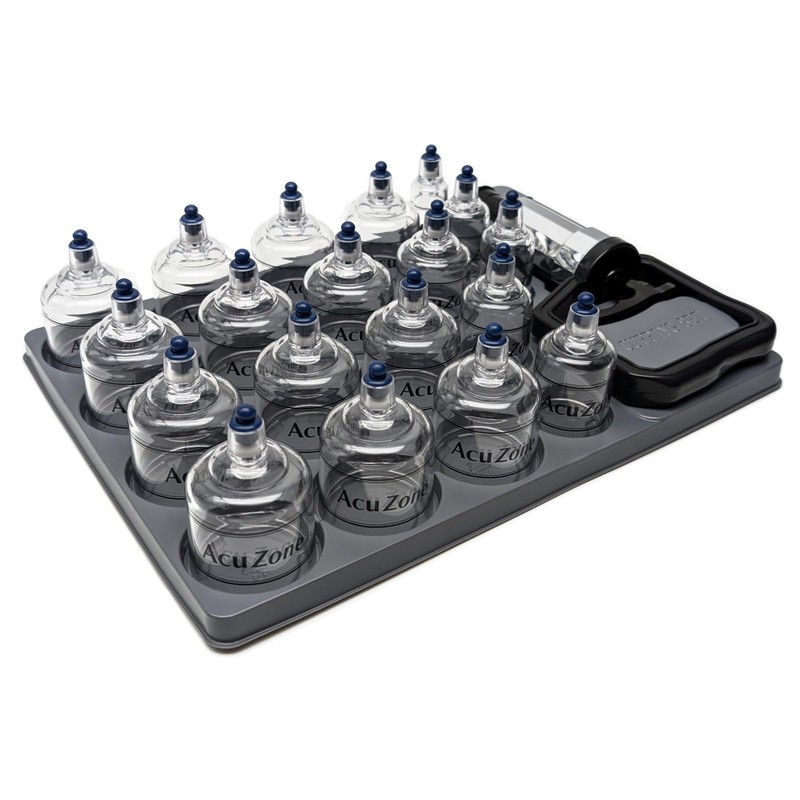 AcuZone Premium 19 Pcs Plastic Cupping Set with Extension Tube