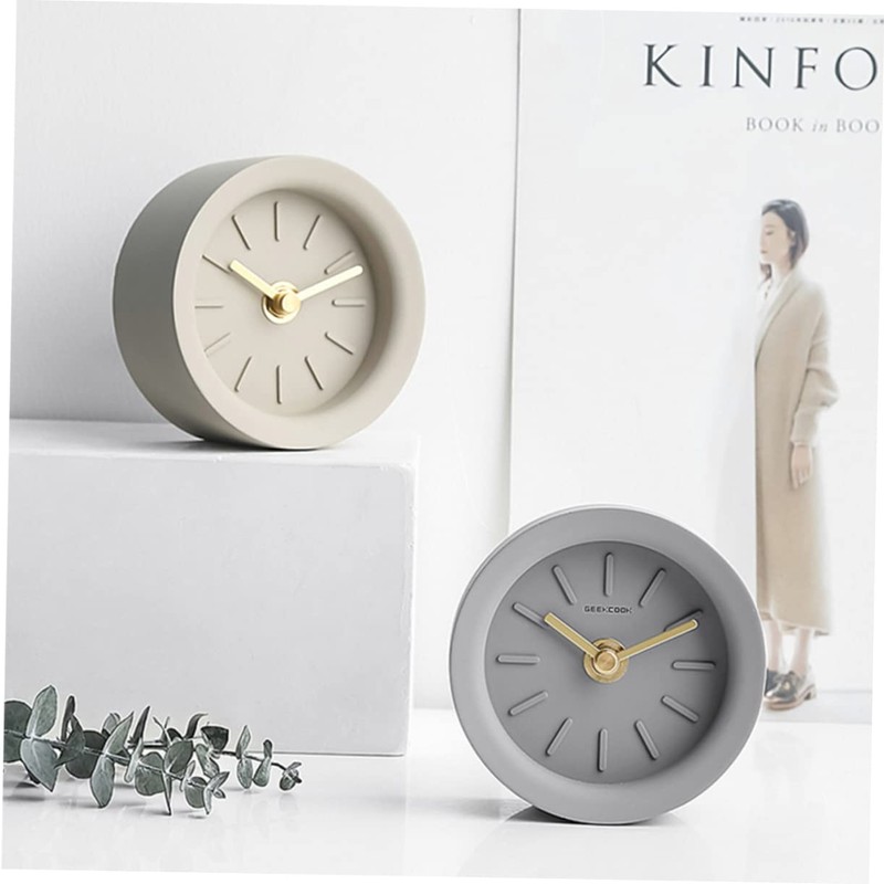 ORFOFE 1pc Industrial Style Mute Clock Light Grey Desktop Clock