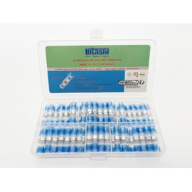 Intashi 65PCS Solder Seal Wire Connectors Kit - AWG16-14 Waterproof Heat Shrink Wire Connectors with Solder Paste Low-Melting-Point Electrical Insulated Butt Connector Splice Terminals