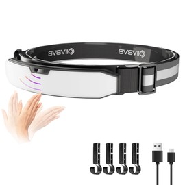 svsviio K0209 1500 Lumen Rechargeable Headlamp with Motion Sensor & Red Light-Super Bright Head Lamp,Head Lights for Forehead,LED Headband,Hard Hat Flashlight for Adults Camping,Hiking,Mechanic
