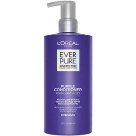 L'Oreal Paris EverPure Sulfate Free Purple Conditioner, Neutralizes Brassy Yellow and Orange tones for Blonde, Bleached, Highlighted Brown, and Silver Hair, 680ml,1