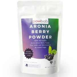 powbab Aronia Berry Powder from 100% USA Grown Organic Aronia Chokeberry. No Added Sugar. Not Freeze Dried. Made in The USA Black Chokeberry (3.5 Oz)