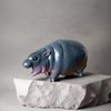 Bouncy Pork Pygmy Hippo Decorative Statue, Resin Figurine, Small Tabletop