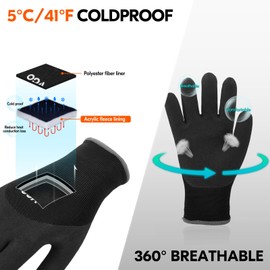 Vgo... Thermal Winter Work Gloves Palm Latex for Freezer Gardening Digger Warehouse Delivery in Cold Weather, 1 pair