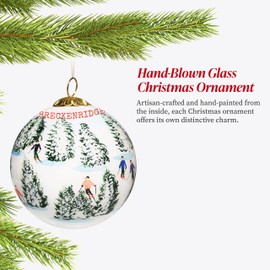 Art Studio Company - Hand Painted Christmas Ornament, Blown Glass, Hanging Tree Ornament, Holiday Decor, Breckenridge, Skiing The Glades