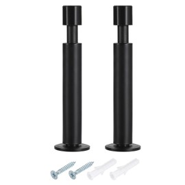 sourcing map Door Stopper, 2Pcs Door Stoppers Bumper Wall Protector with Soft Rubber Tips Aluminum Alloy 4.3inch, Black
