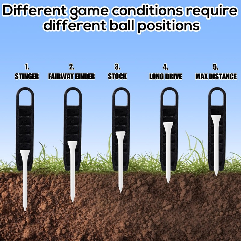 2pcs Golf Tee Height Adjuster, 6 Settings Precision Adjustable Golf