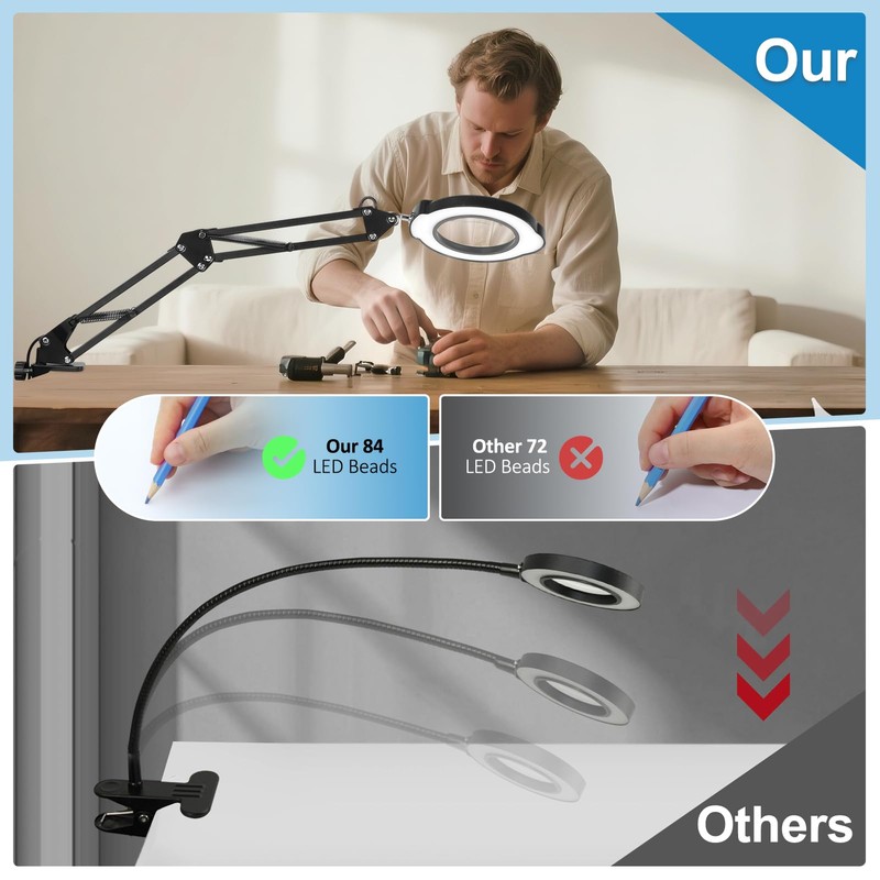 Upgrade 12X Magnifying Glass with Light and Stand, Real Glass