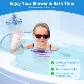 Fxdunjr 100% Waterproof Cast Covers for Shower Arm Kids Cast Cover Bag Protector for Shower Arm Kids Child to Keep Wounds Bandage Dry After Surgery [2025 Reusable]