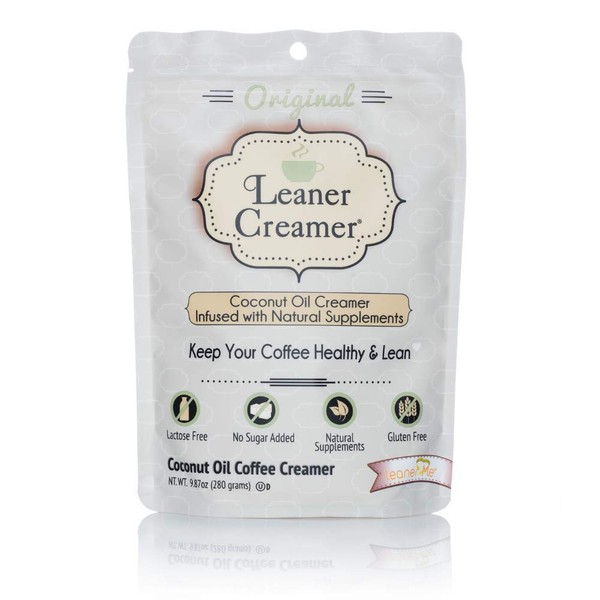 Leaner Creamer Original Sugar Free Coffee Creamer Powder 9.87oz. Perfect Coconut Oil Non-Dairy Powder To Naturally Cream and Sweeten Coffee, Smoothies, Protein Shakes & More! Ideal Flavoring For All Diets