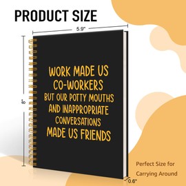 Mhfpl Work Made Us Coworkers But Friends Black Golden Funny Spiral Notebook, Friendship Gifts for Women, Office Gifts for Work Bestie, Goodbye Gifts for Coworkers, Farewell Party Gifts