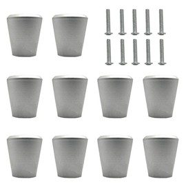 Ziyero Pack of 10 Conical Cabinet Knobs, Furniture Handle, Silver Cone Round, Solid Furniture Knobs, Fashion, Durable, for Wardrobe Door, Cabinet Doors, Decorative, Bedroom, Bathroom, Kitchen, Living