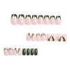 MERVF Square Press on Nails Medium Fake Nails Green French